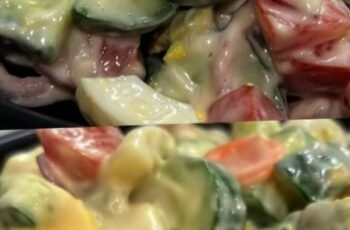 sliced tomatoes and cucumbers marinated in olive oil