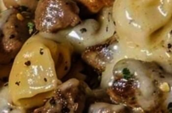 Cheesesteak Tortellini with Provolone Sauce