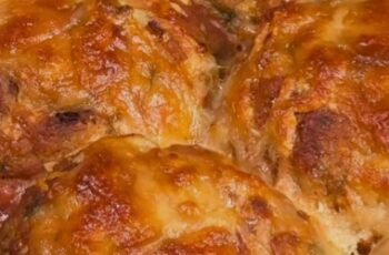 Meat and Potato Casserole with Mushrooms and Cheese