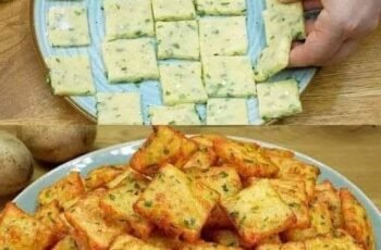 Bring a basket of fried potatoes and mix them with herbs