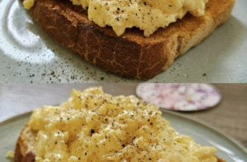 creamy scrambled eggs on toasted bread