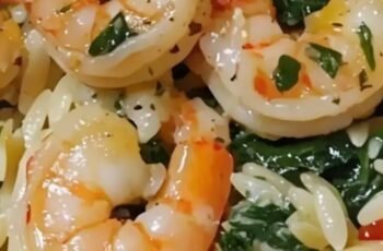 Lemon Garlic Shrimp with Spinach Orzo